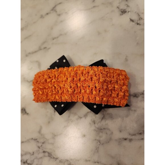 Halloween Pumpkin Polka Dot Baby Headband Orange & Black - Picture 2 of 3